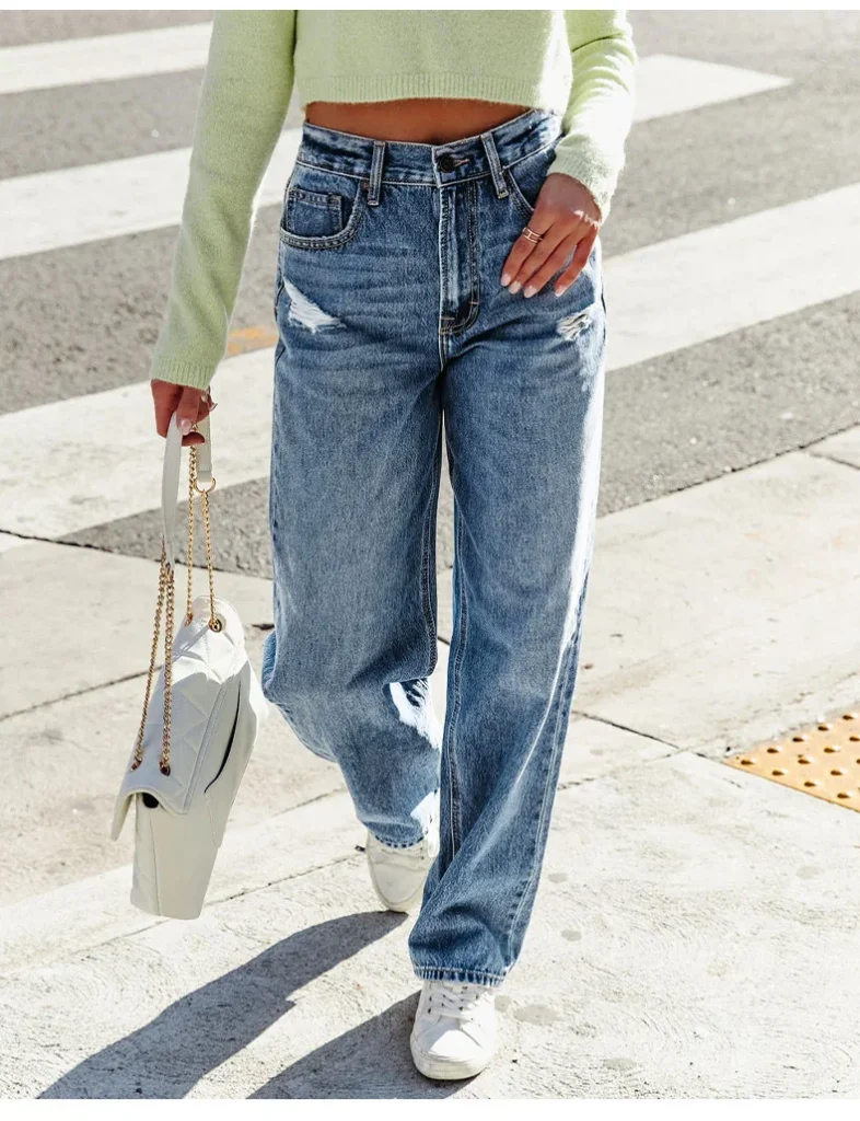 069 - Ladies Straight Fit Long Denim Jeans | Wholesale OEM Private Label Factory