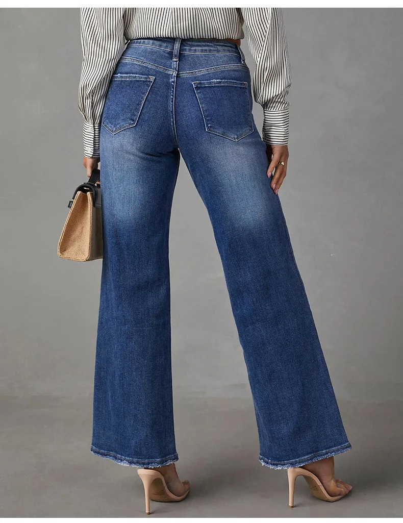 100 - Ladies Straight Fit Long Denim Jeans | Wholesale OEM Private Label Factory