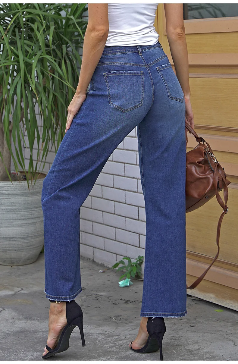 1005 - Ladies Straight Fit Long Denim Jeans | Wholesale OEM Private Label Factory