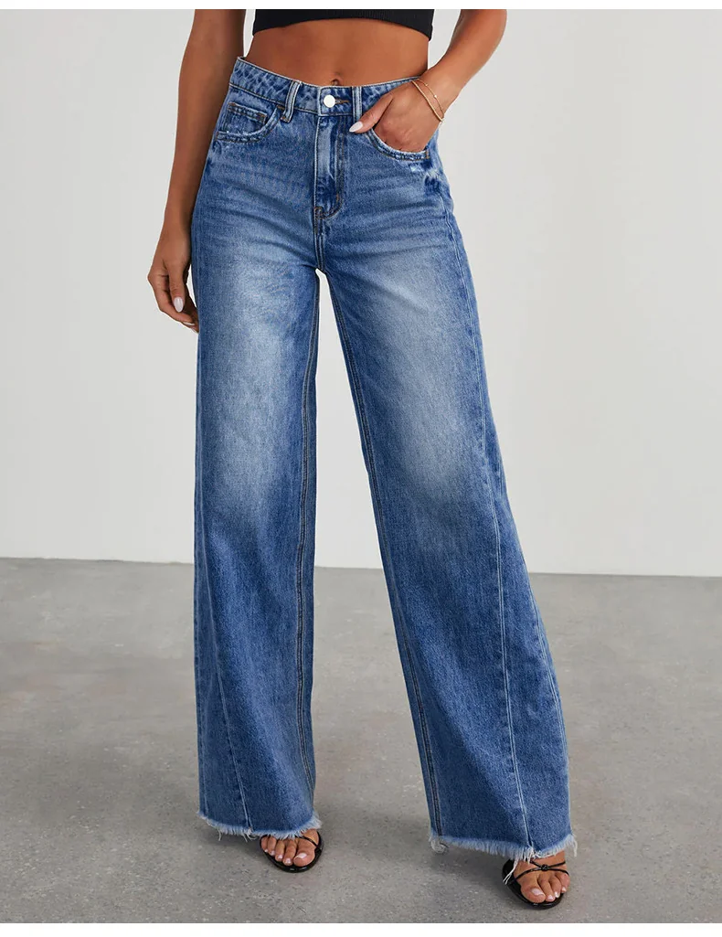 107 – Ladies Straight Fit Long Denim Jeans | Wholesale OEM Private Label Factory