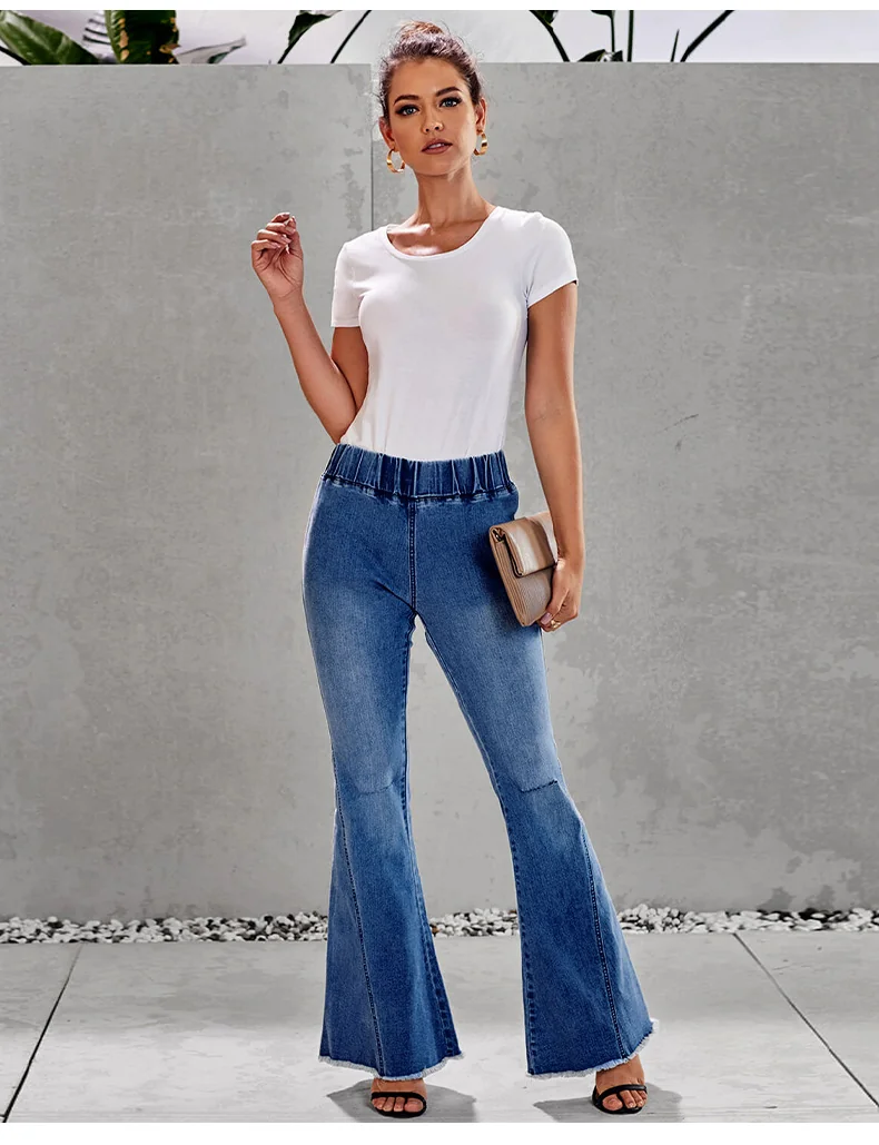 1109 – Ladies Straight Fit Long Denim Jeans | Wholesale OEM Private Label Factory