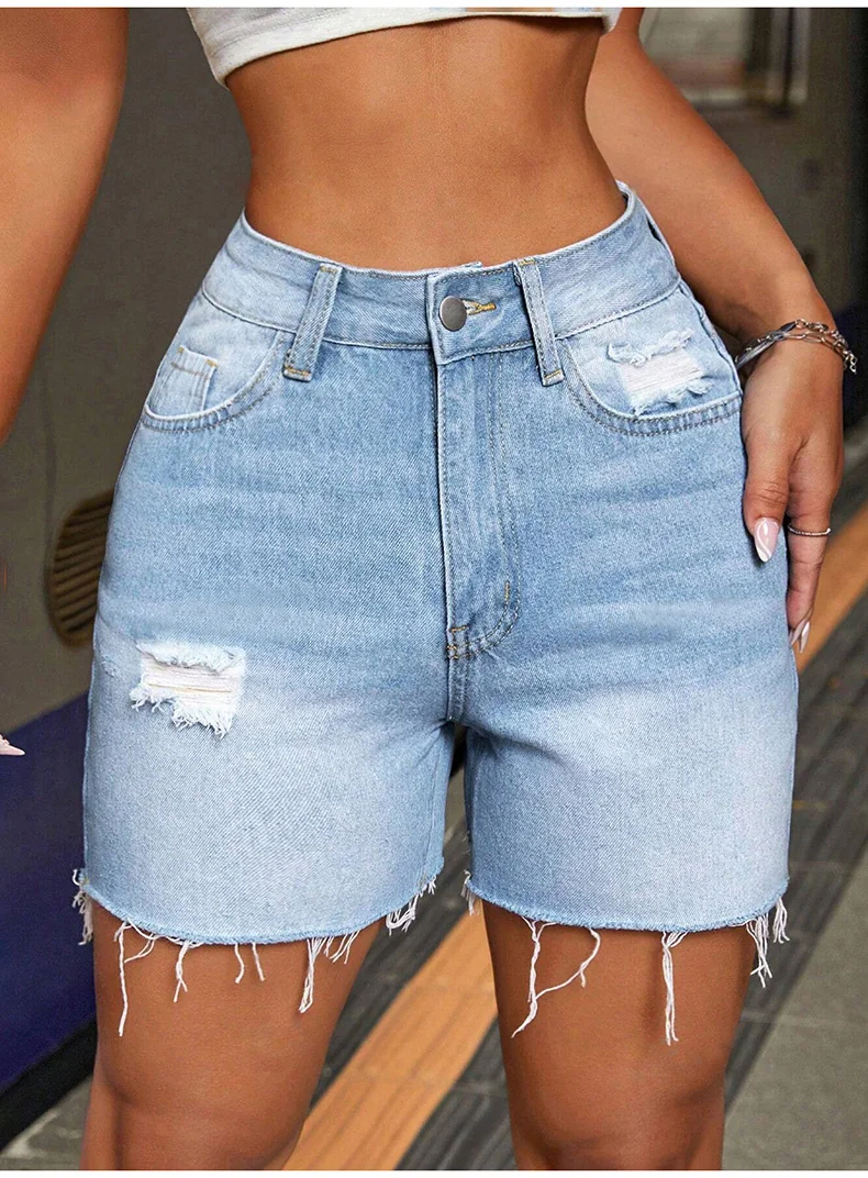11221 – Ladies Straight Fit Denim Shorts | Wholesale OEM Private Label Factory