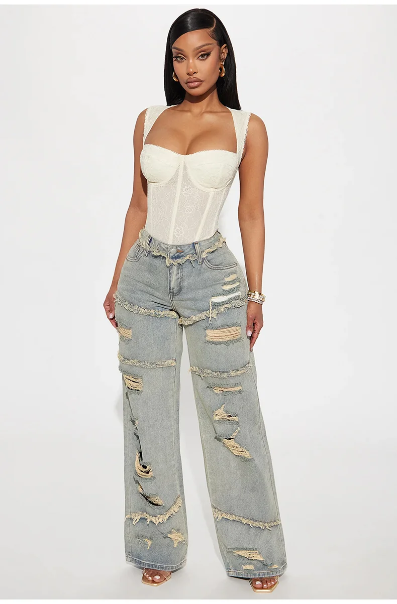 11229 - Ladies Straight Fit Long Denim Jeans | Wholesale OEM Private Label Factory