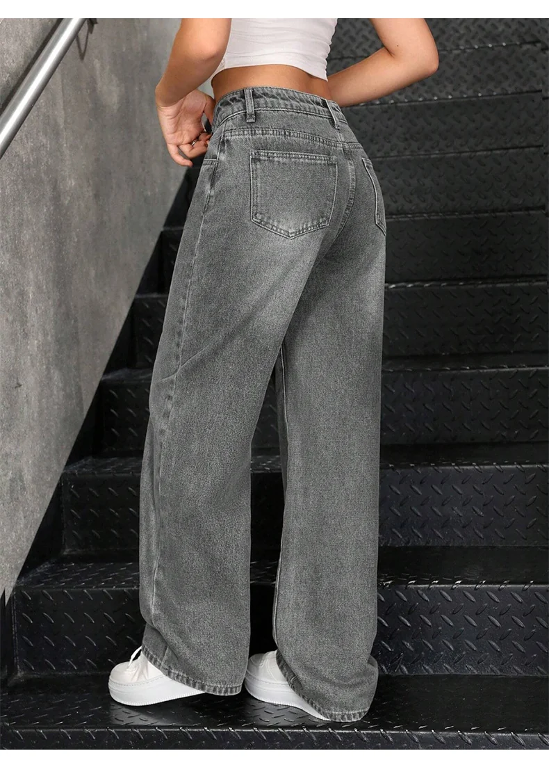 25-043-BLK – Ladies Black Straight Fit Long Denim Jeans | Wholesale OEM Denim Manufacturer