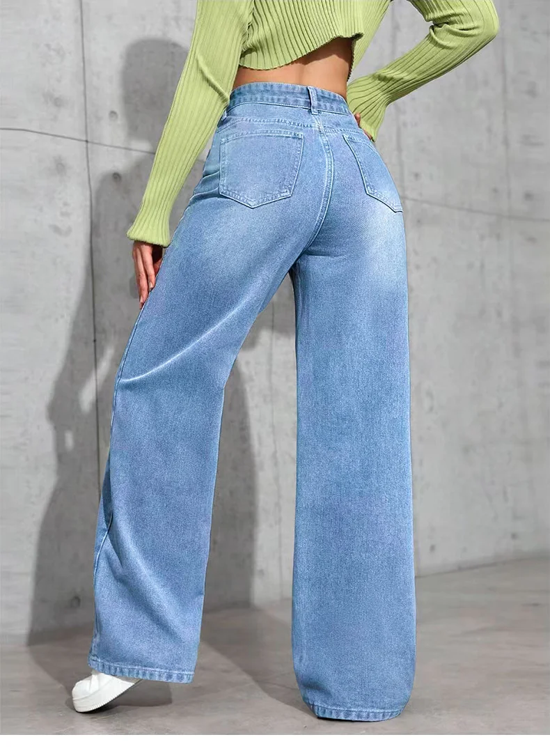 25-052 - Ladies Straight Fit Long Denim Jeans | Wholesale OEM Private Label Factory