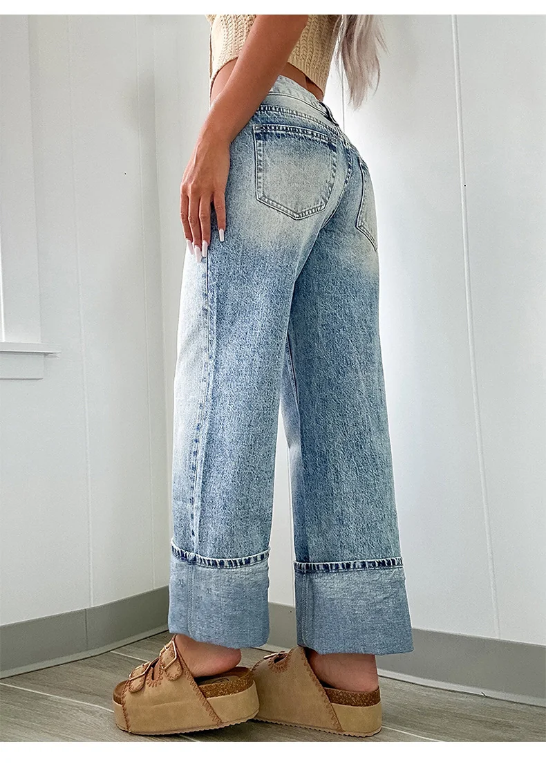 25-068 - Ladies Straight Fit Long Denim Jeans | Wholesale OEM Private Label Factory