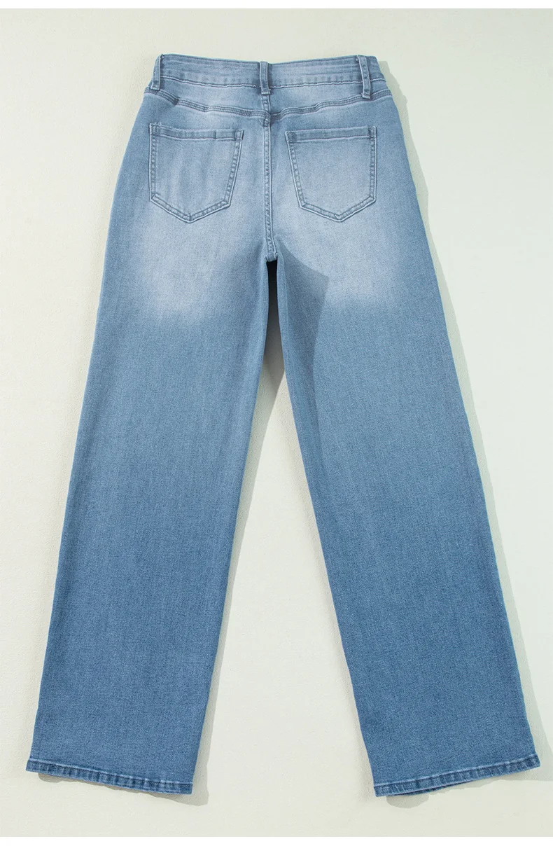 25-070 - Ladies Straight Fit Long Denim Jeans | Wholesale OEM Private Label Factory