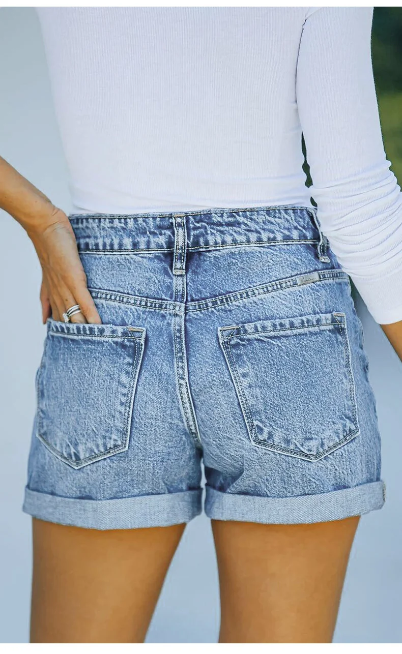 979D – Ladies Straight Fit Denim Shorts | Wholesale OEM Private Label Factory