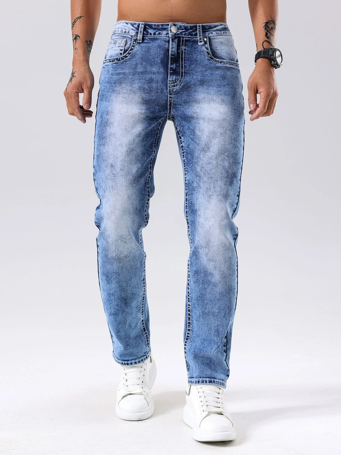 99006 – Mens Regular Fit Long Denim Jeans | Wholesale OEM Private Label Factory
